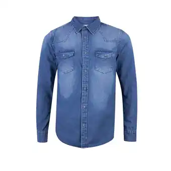 Tottus Camisa denim manga larga hombre l azul marino oferta