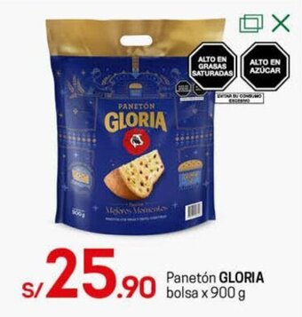 Tottus Panetón Gloria bolsa x 900g oferta
