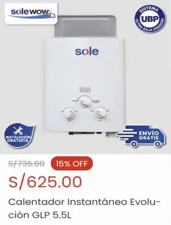 Sole Solewow Calentador Instantáneo Evolution GLP 5.5L oferta