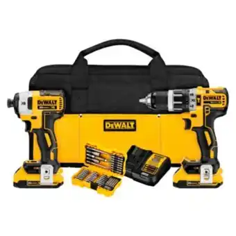 Maestro Taladro percutor 1/2" 20v + atornillador de impacto 1/4" 20v brushless dck287d2-k1+ set 45 piezas dewalt oferta
