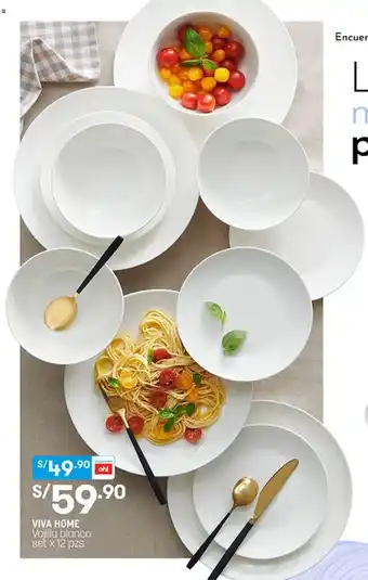 Plaza Vea Viva Home Vajilla Blanca Set x 12 pzs oferta