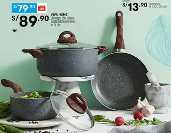 Plaza Vea Viva Home Juego de Ollas Antiadherentes 5 pzs oferta