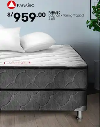 Plaza Vea Paraíso Colchón + Tarima Tropical 2plz oferta