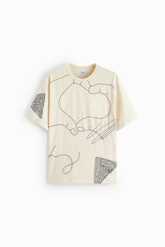 ZARA Camiseta estampado bordados oferta