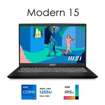 Hiraoka Laptop msi modern 15 b12m 15.6" intel core i7-1255u 512gb ssd 16gb ram oferta