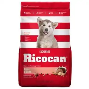 Tottus Comida para perros ricocan cachorros raza mediana y grande de carne y leche 1 kg oferta