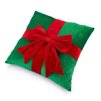 Tottus Cojín cuadrado verde lazo rojo oferta