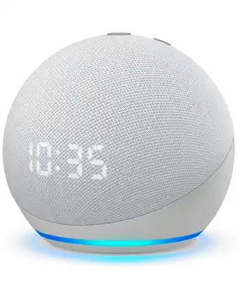 Parlante amazon alexa echo dot 4 con reloj blanco