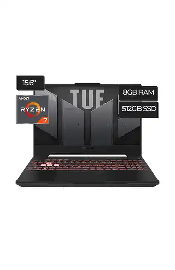 Tiendas EFE Laptop asus tuf gaming a15 amd ryzen 7 15.6" fhd 8gb ddr4 512gb ssd gris oferta