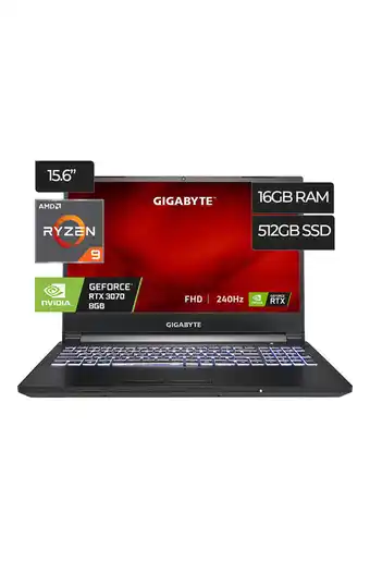 Tiendas EFE Laptop gigabyte a5 x1 amd ryzen 9 15.6" fhd 16gb ddr4 512gb ssd negro oferta