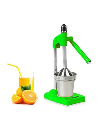 Tiendas EFE Exprimidor de naranja y limon manual acero inoxidable verde oferta