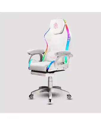 Silla gamer blazze con masajeador lumbar + rgb pro blanco
