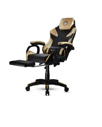 Tiendas EFE Silla gamer blazze pro con masajeador lumbar dorado oferta