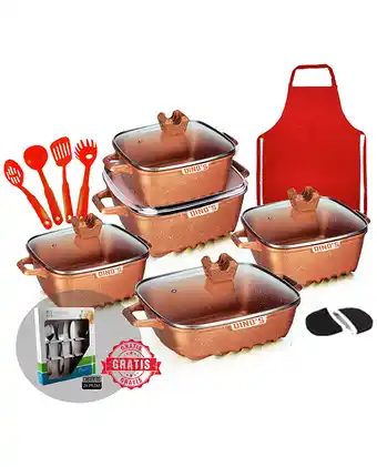 Tiendas EFE Ollas cu dinos roca vol + cubiertos - dorado oferta