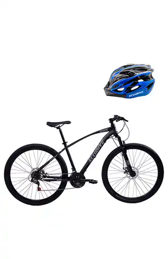 Tiendas EFE Bicicleta xclusive acero aro 29 negro disco mecánico + casco azul l oferta