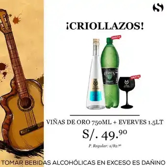 Sumon Licores Pisco viñas de oro 750ml evervess 1.5lt copa oferta