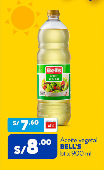 Plaza Vea Bell's Aceite vegetal bt x 900 ml oferta