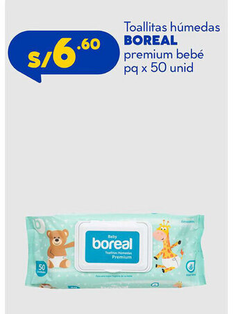 Plaza Vea Boreal Toallitas humedas premium bebe pq x 50 unid oferta
