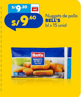 Plaza Vea Bell's Nuggets de pollo bl x 15 unid oferta