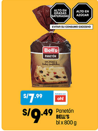 Plaza Vea Bell's Paneton bl x 800g oferta