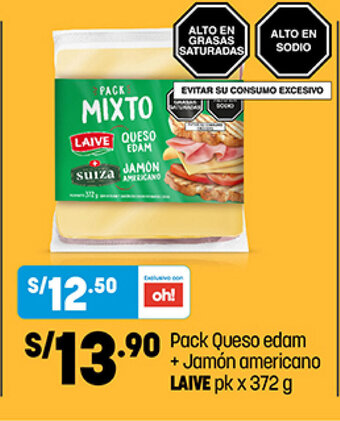 Plaza Vea Laive Pack Queso edam + Jamon americano pk x 372 g oferta