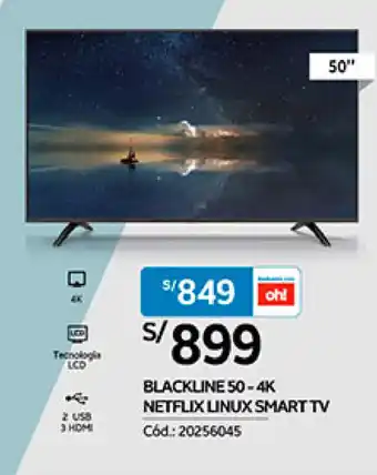 Plaza Vea Blackline 50-4K Netflix Linux Smart TV oferta