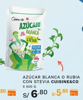 Wong Cuisine & Co Azucar Blanca o Rubia Con Stevia x 500g oferta