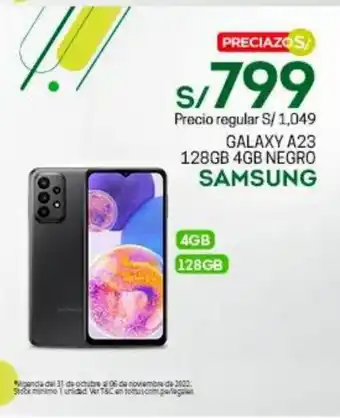 Tottus Samsung Galaxy A23 128GB 4GB Negro oferta