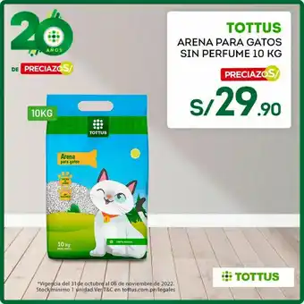 Tottus Tottus Arena para gatos sin Perfume 10 kg oferta