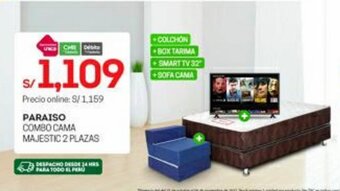 Tottus Paraiso Combo Cama Majestic 2 Plazas oferta