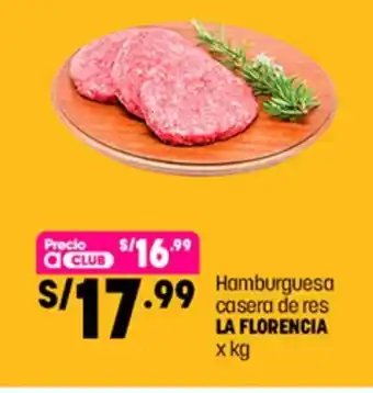 Plaza Vea La Florencia Hamburguesa casera de res x kg oferta