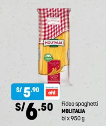 Plaza Vea Molitalia Fideo Spaghetti bl x 950g oferta