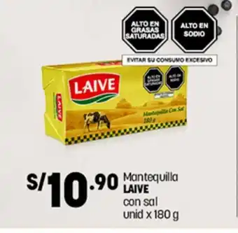 Plaza Vea Laive Mantequilla con sal unid x 180g oferta