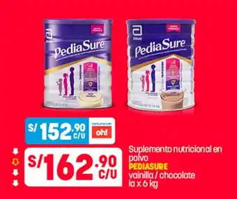 Plaza Vea Pediasure Suplemento nutricional en polvo vainilla / chocolate la x 6 kg oferta