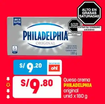 Plaza Vea Philadelphia Queso Crema original unid x 180g oferta
