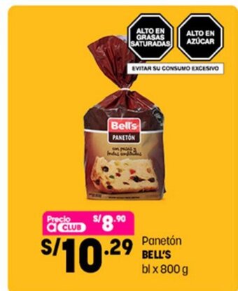 Plaza Vea Bell's Paneton bl x 800g oferta