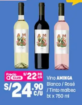 Plaza Vea Aminga Vino Blanco / Rose . Tinto malbec bt x 750 ml oferta