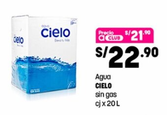 Plaza Vea Cielo Agua sin gas cj x 20 L oferta