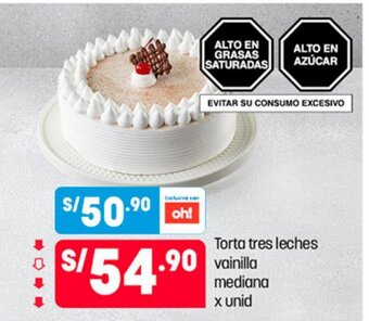 Plaza Vea Torta tres leches vainilla mediana x unid oferta