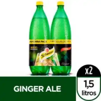 Metro Gaseosa schweppes ginger ale botella 1.5 lt pack de 2 unid oferta
