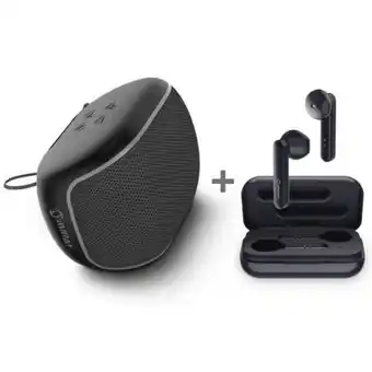 Hiraoka Parlante portátil c/ bluetooth miray pmbt-53n + audífono bluetooth miray am-12bt-n oferta