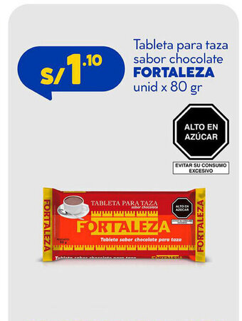 Plaza Vea Fortaleza Tableta para taza sabor chocolate unid x 80gr oferta