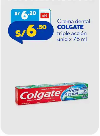 Plaza Vea Colgate Crema Dental Triple Accion unid x 75 ml oferta