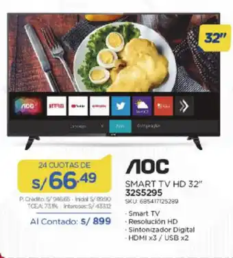 El Gallo Más Gallo AOC Smart TV HD 32 SKU. 685417125289 oferta