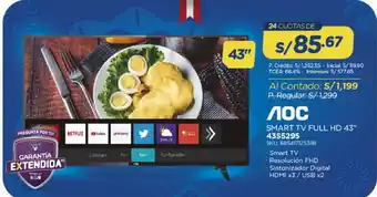 El Gallo Más Gallo AOC Smart TV Full HD 43 SKU. 685417125388 oferta