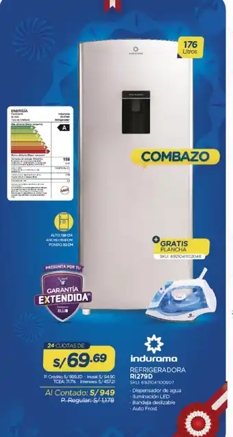 El Gallo Más Gallo Indurama Refrigeradora SKU. 6921041100907 oferta