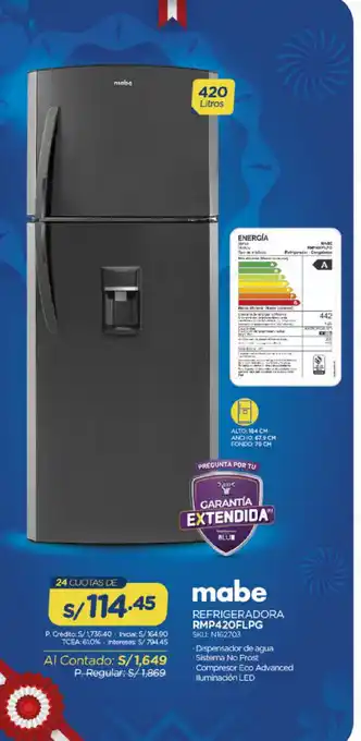 El Gallo Más Gallo Mabe Refrigeradora SKU. N162703 oferta