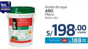 Plaza Vea Aceite de Soya Aro Menú Balde 20L oferta