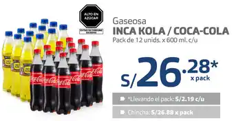 Plaza Vea Gaseosa Inca Kola/Coca-Cola Pack de 12Unids x 600ml oferta