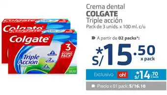 Plaza Vea Crema Dental Colgate Triple Acción Pack de 3Unids x 100ml oferta
